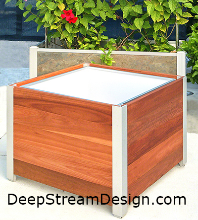Custom Restaurant Patio And Sidewalk, Large Square Wooden Planters For Trees