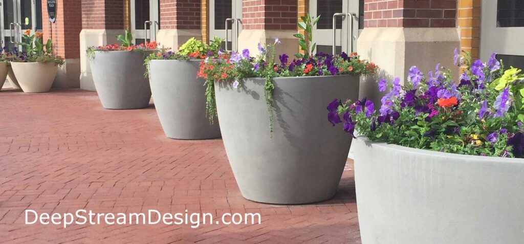 Click for more infor on DeepStream Downtown Commercial Fiberglass and GFRC Concrete Planters by Tornesole Siteworks