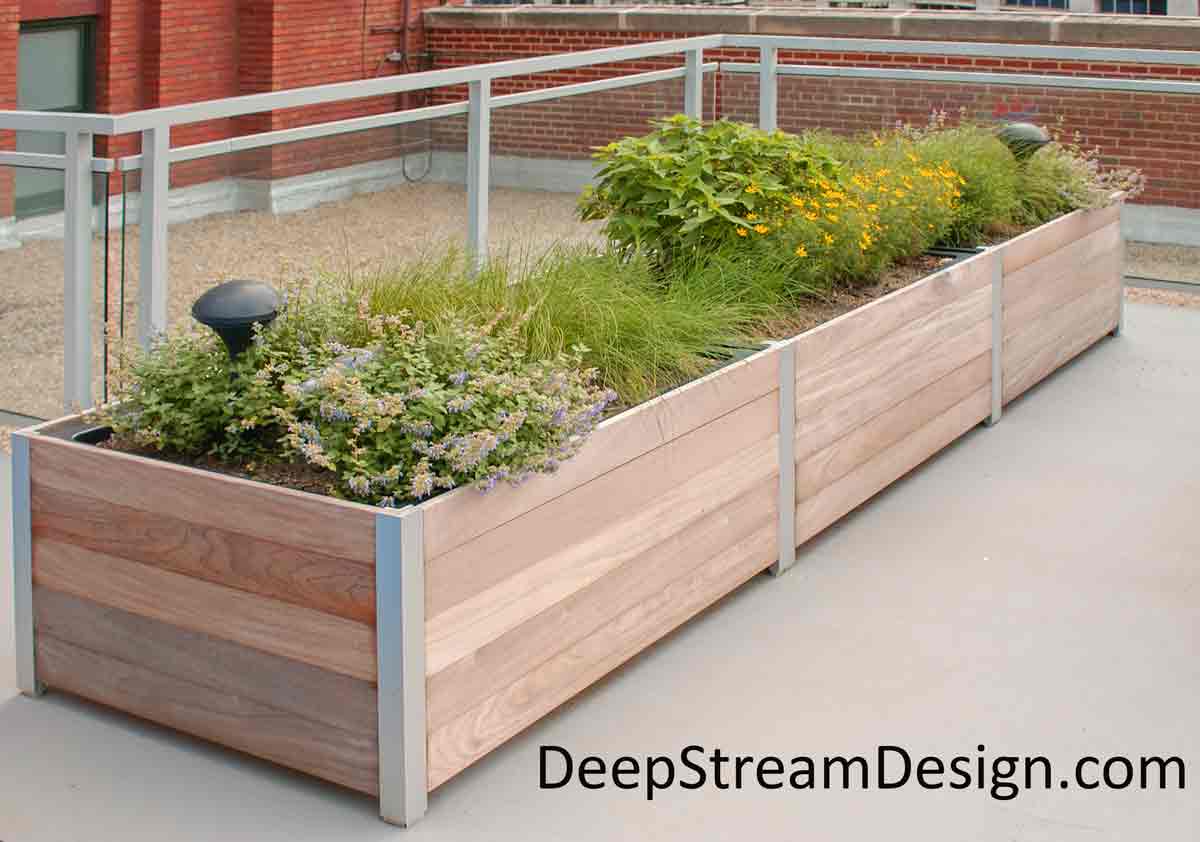 Click for more details on DeepStream Designs lightweight, cost effective, multi-section planters with plastic liner and Lifetime Structural Warranty 
