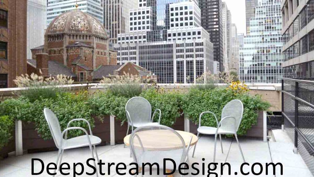 DeepStream's Long Food Safe Plastic Planters are perfect for urban roof decks where its expensive to maintain and replace planters standard planters.